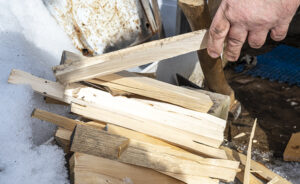 Preparing Kindling for a Winter Fire in Washington DC